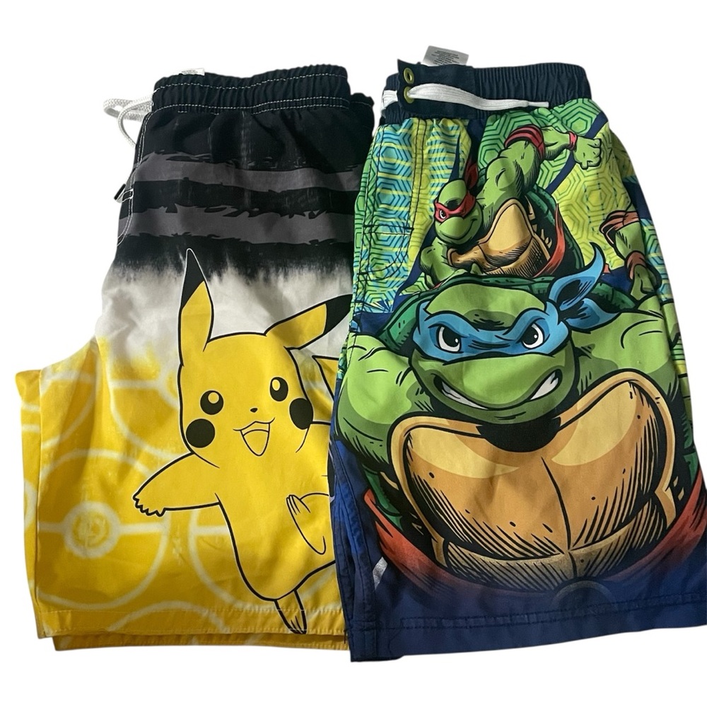 Boy’s Kids TMNT & Pokemon Swim Shorts Trunks Set 10/12